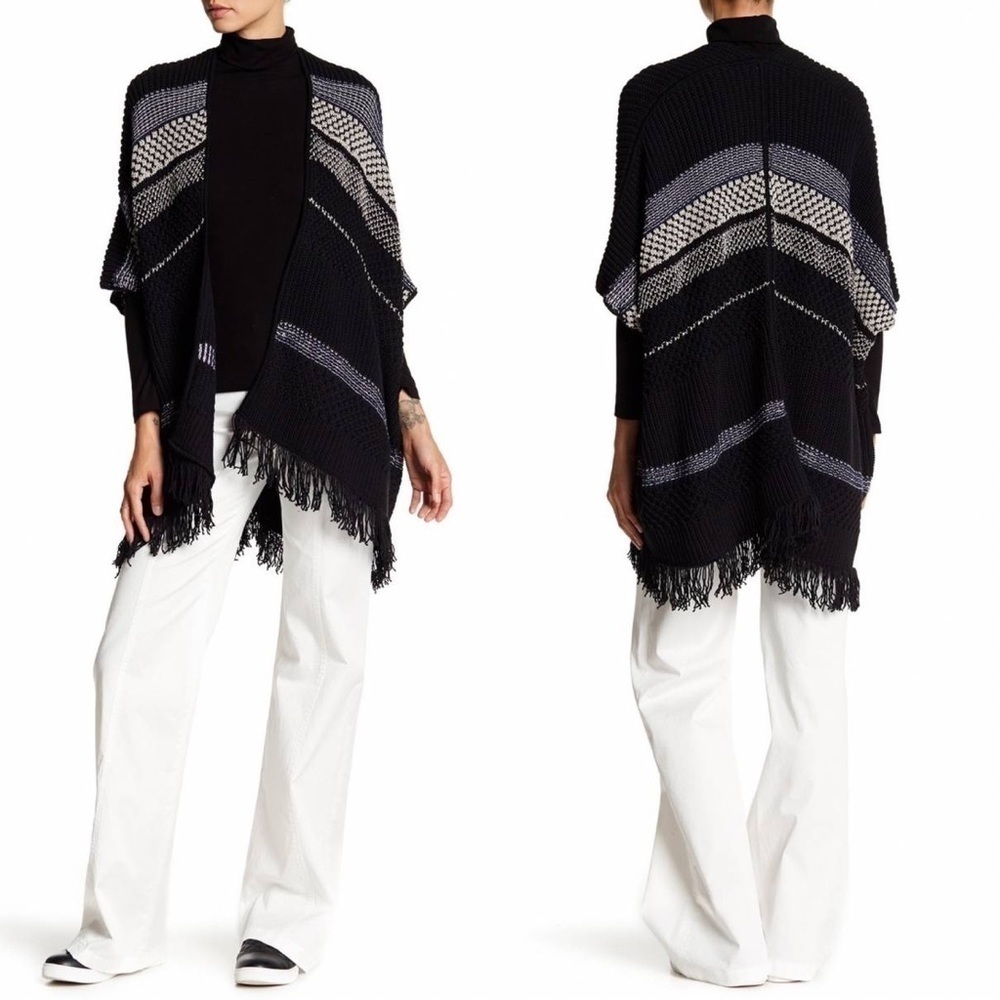 Joie Jolana Black, Grey, White Knitted Cardigan with elbow Sleeves Size M/L - Picture 2 of 15